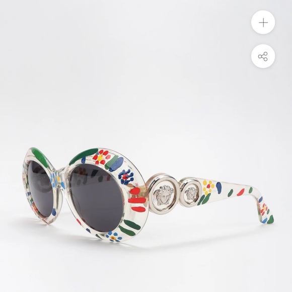 Versace Accessories - Vintage Versace Multicolor Floral Round Sunglasses Rare!